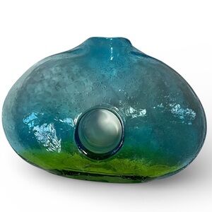 Rare Vintage Margie's Garden Hand Blown Glass Collectible Donut Hole Glass Vase